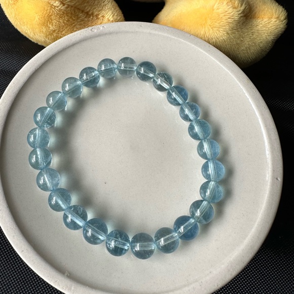 100% Natural 7mm aquamarine beads bracelet - Picture 15 of 15